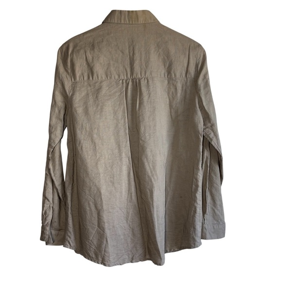 Max Studio Linen Blend Top Women's Medium Long Sleeve Button Up Crochet Corpcore - Picture 2 of 11